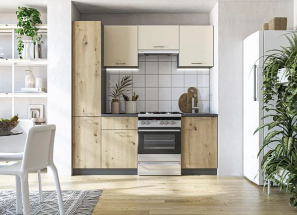 Кухня Грейд Мелисса ДСП 2м дуб артизан/ваниль/графит серый