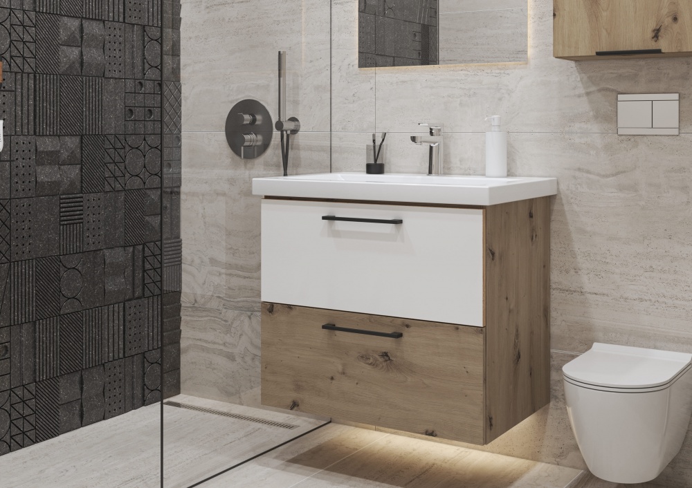 Тумба консольна Грейд Niks дуб артизан/німфея альба під умивальник Como 70