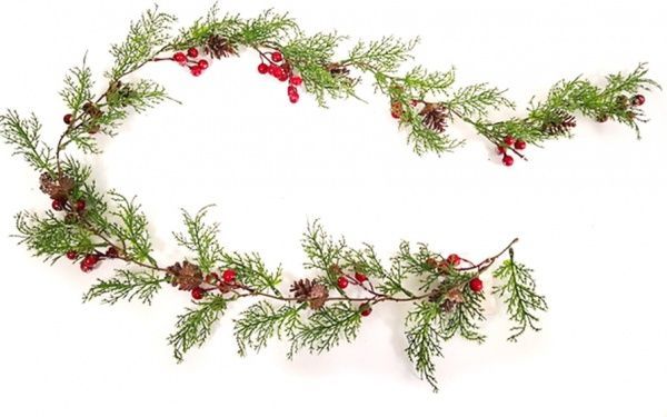 Декорация новогодняя Гирлянда хвойная ажурная с ягодами и шишками 150 см EPI-EYZ-H191912 