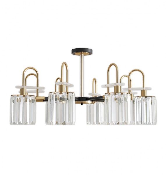 Люстра потолочная Hopfen Bogen CP-BK 8x60 Вт E14 черный/золото