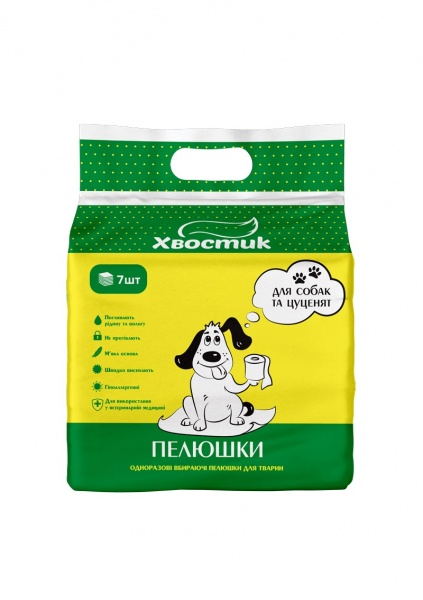 Пеленки одноразовые ТМ Хвостик 56x56 см 7 шт. для собак/для щенков