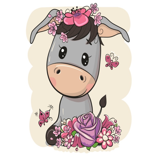 Раскраска по номерам Strateg Маленький ослик в цветах 30х40 см SS-6435