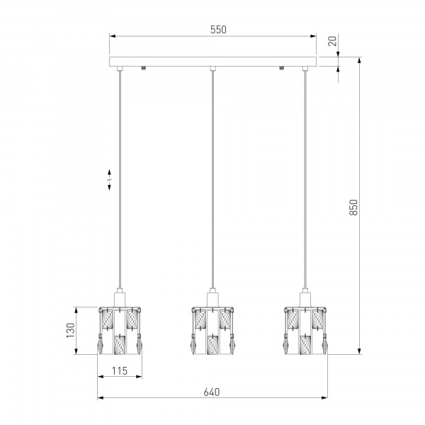 Підвіс Strotskis Scoppio 3x60 Вт E14 хром 50101/3 (хром) 
