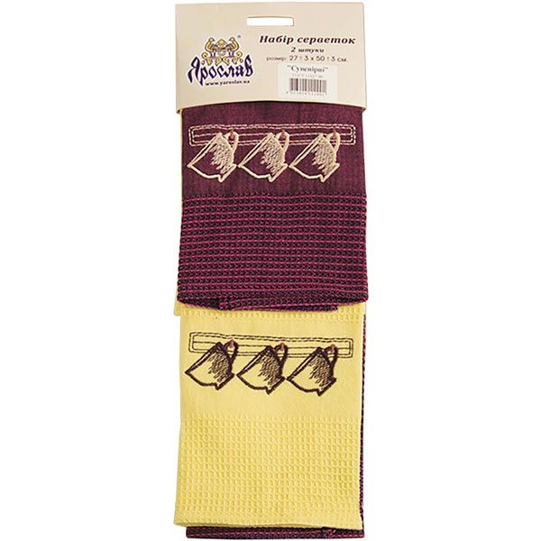 Набір серветок Ярослав сувенірних 30х50 2 шт. 30x50 см блакитно-сірий 