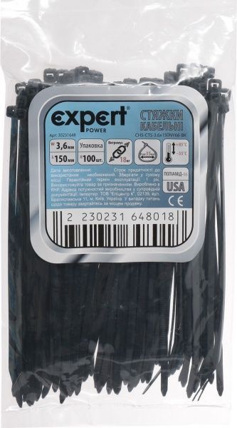 Стяжка кабельная Expert Power 3.6х150 мм 100 шт. черный 