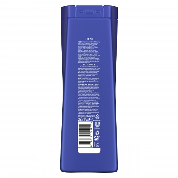 Шампунь 3 в 1 CLEAR Свежесть с ментолом 360 мл