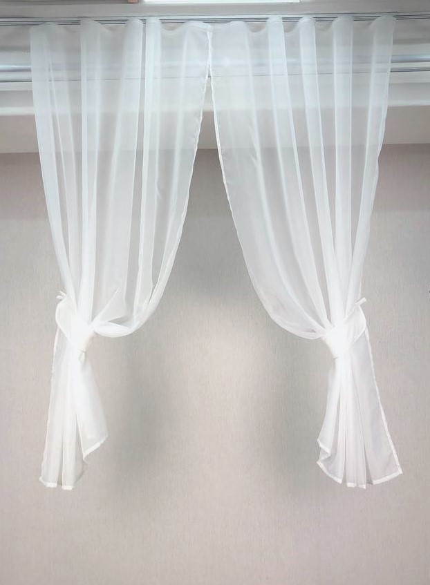 Тюль-вуаль з підхватами для кухні 300х170 см білий