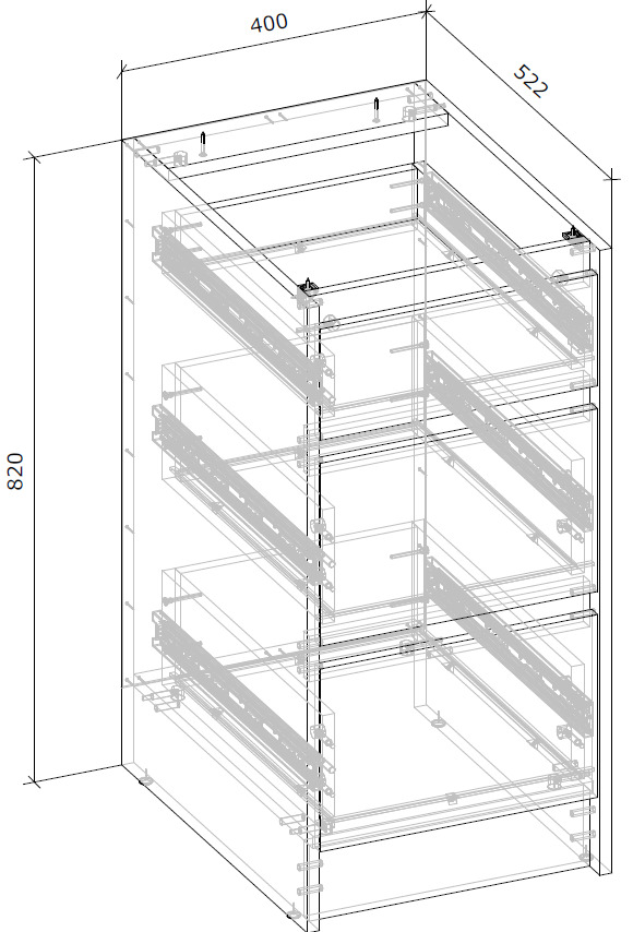 Тумба нижня з ящиками МС Злата 40х82х52 + фасад шиншила сіра/дуб артізан Грейд