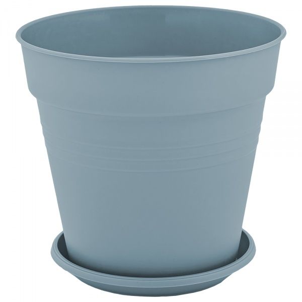 Горшок пластиковый Алеана Глория с подставкой круглый 0,6 л сизо-голубой (114015) 