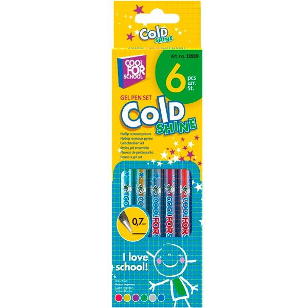 Ручка гелевая Cool For School ColdShine 6 цветов металлик 6шт 