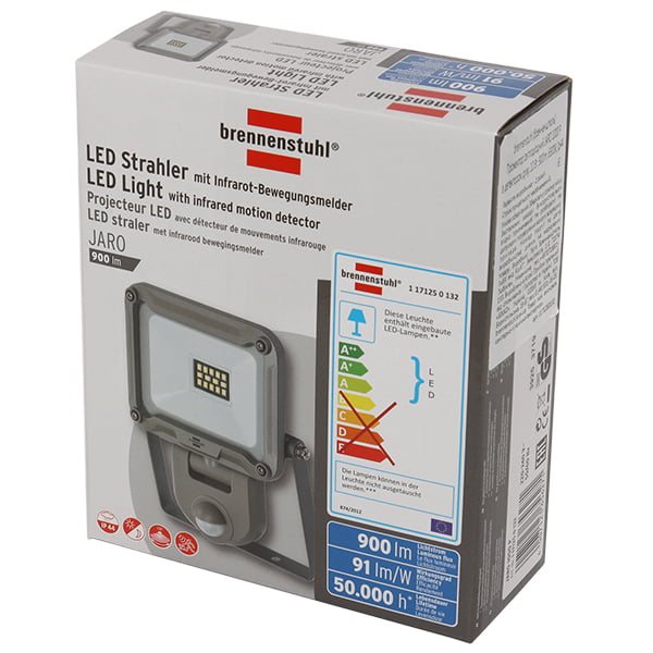 Прожектор с датчиком движения Brennenstuhl JARO 1000P уличный 10 Вт IP65 серый 1171250132 