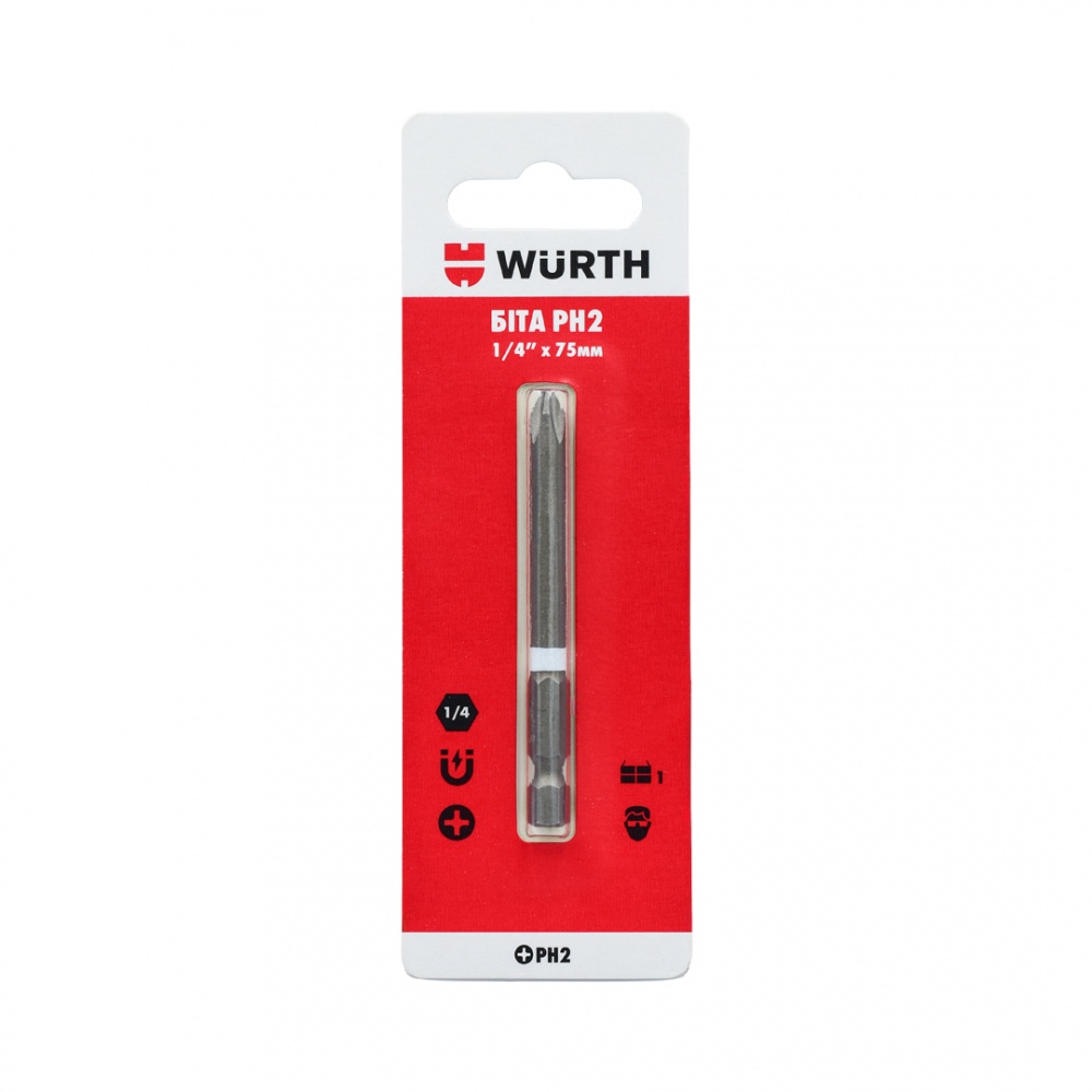 Бита WURTH PH2х75 мм 1/4