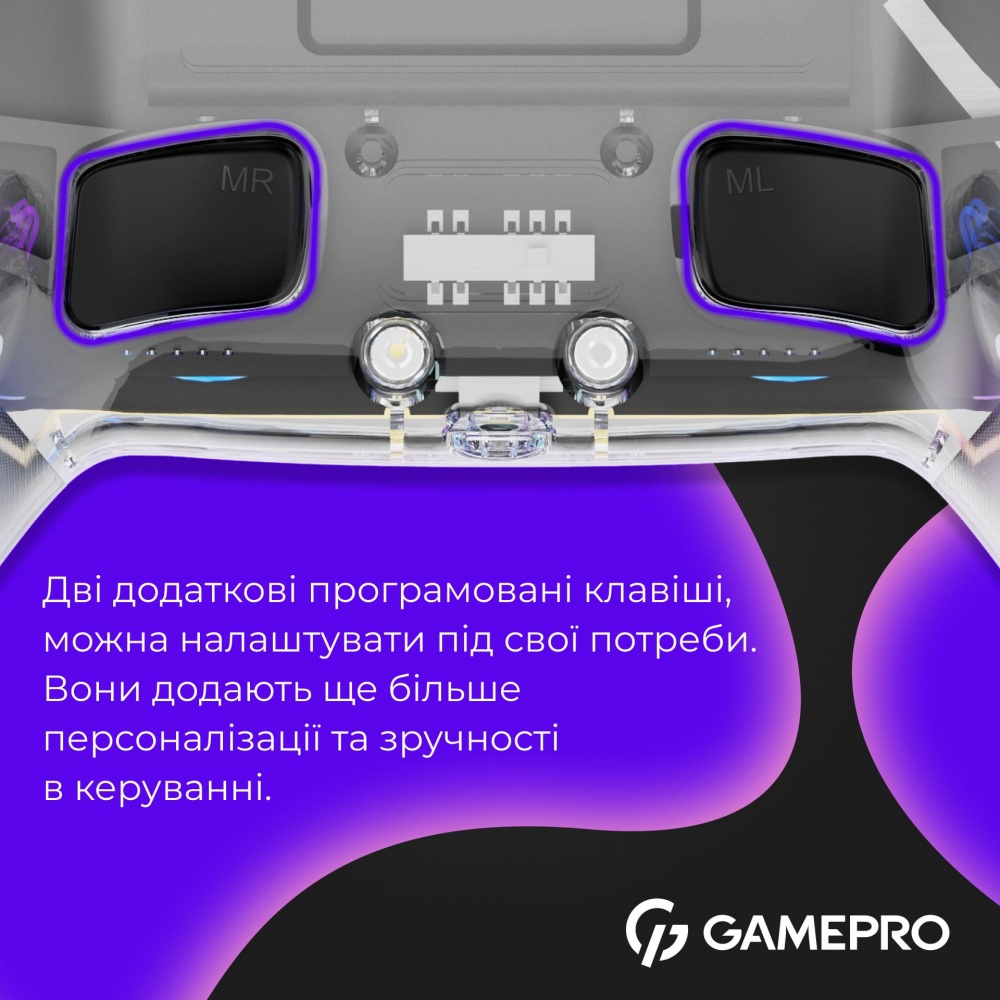 Геймпад беспроводной GamePro GPS13T BT 5.3/USB (PC/iOS/Android/PS3/PS4) RGB Transparent transparent