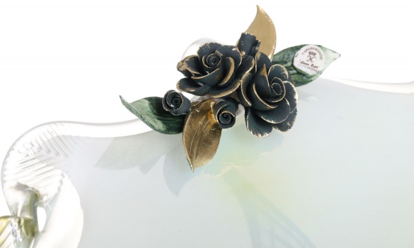 Фруктовница белая MURANO QUADRO PISELLO 40X40X25 White cristal