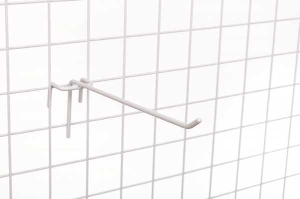 Крючок на сетку одинарный 200 мм 10шт. белый