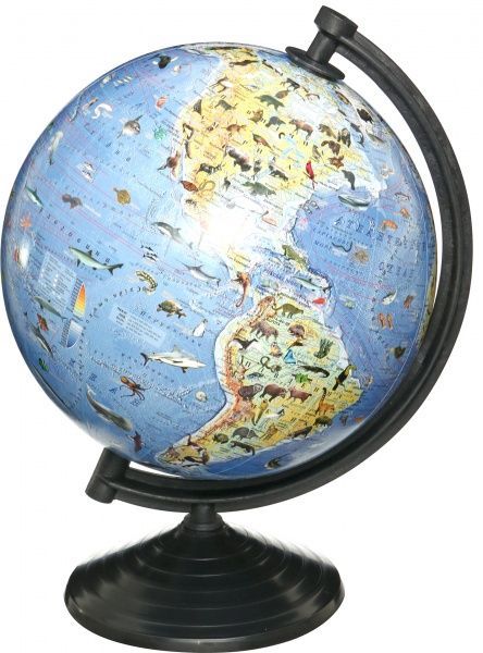 Глобус физический с животными 26 см без подсветки