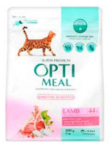Корм Optimeal для дорослих котів з чутливим травленням з ягням