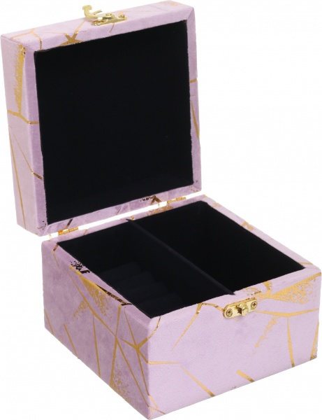 Сундук Геометрия 14х14х10 см пудровая с золотым