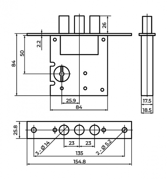 Дверний замок вхідний Comit Art.CТ10.01 полірований хром