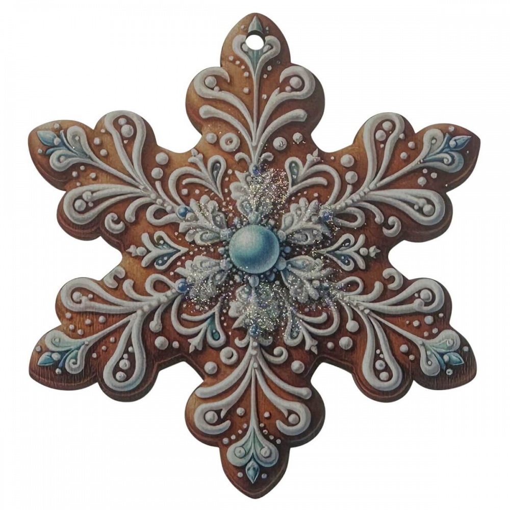 Подвеска MIS LT Печенько Снежинка 9 см коричневый