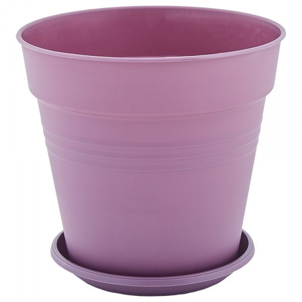 Горшок пластиковый Алеана Глория с подставкой 14,5х14 круглый 1,6 л фиолетовый (114016) 