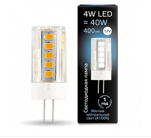 Лампа світлодіодна Gauss Elementary 4 Вт капсульна прозора G4 12 В 4100 К 10724 