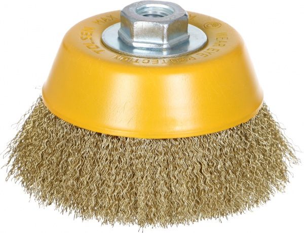 Щетка Чашка 125мм М14, гофрированная латунированная проволока 0.3мм Tolsen 77504