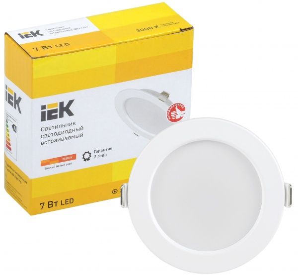 Светильник встраиваемый (Downlight) IEK ДВО 1611 LED 7 Вт 3000 К белый 