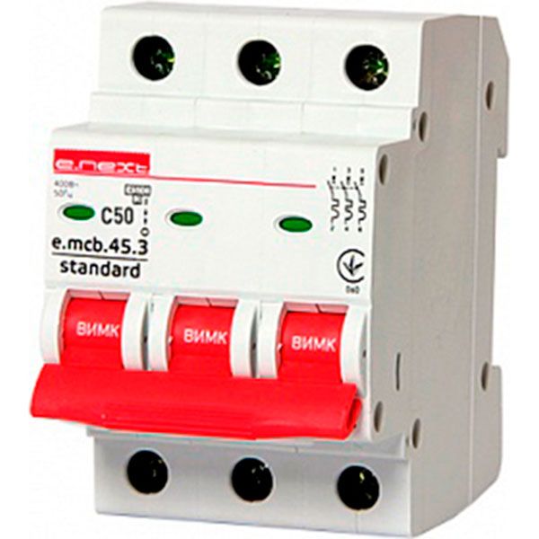 Автоматичний вимикач  E.next e.mcb.stand.45.3.C50, 3р, С50А, 3 кА s002036