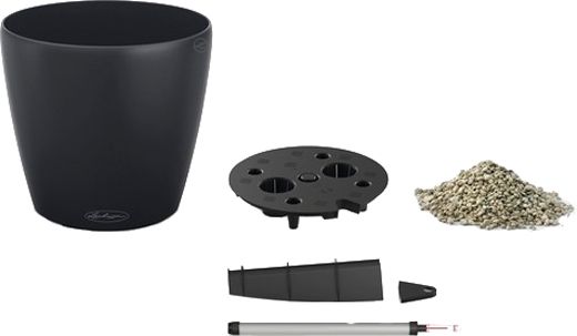 Вазон пластиковий Elho в наборі 21 Classico Color круглий 0,8л сірий (4008789131843) 