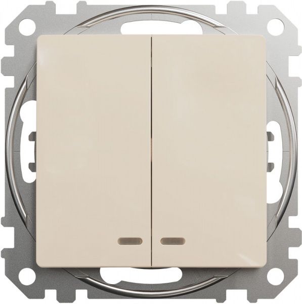 Выключатель двухклавишный Schneider Electric Sedna Design с подсветкой 10 А 250В бежевый SDD112105L