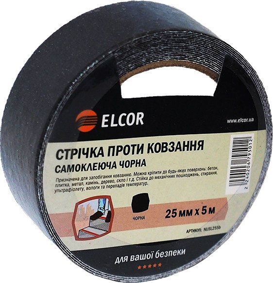 Стрічка проти ковзання чорна 25 мм х 5 м NUSL255b 25 мм 5 м