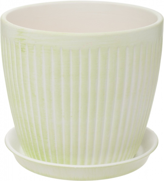 Горщик керамічний Shynkar&KO Вертикаль патина фісташковий круглий 3,3л фісташковий 