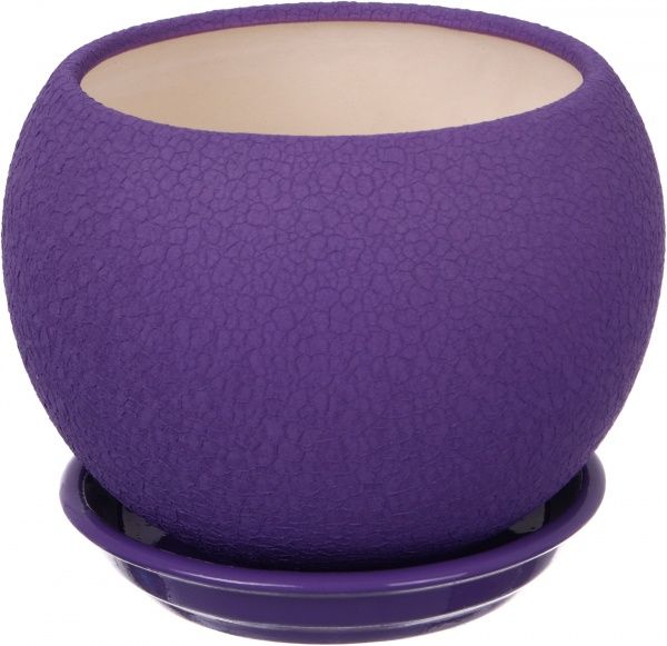 Горшок Ориана-Запорожкерамика Шар шелк круглый 1,4л сиреневый (037-2-146) 