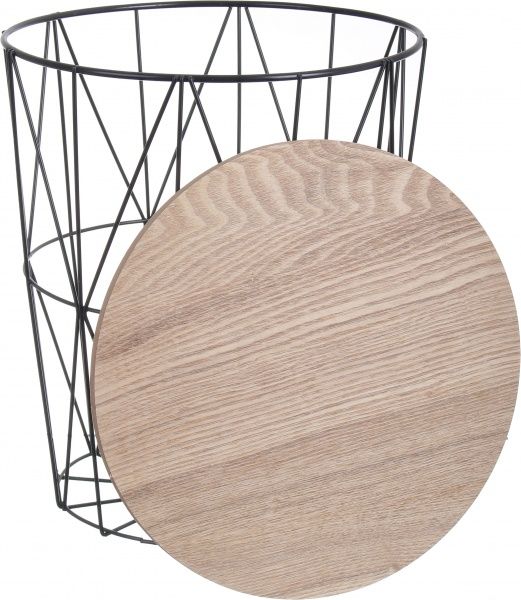 Стол-корзина Сканди 30х30х34 см натуральное дерево с черным 