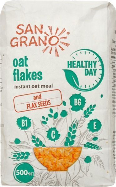 Хлопья San Grano овсяные с семенами льна Здоровый День 4820182200724 500 г 