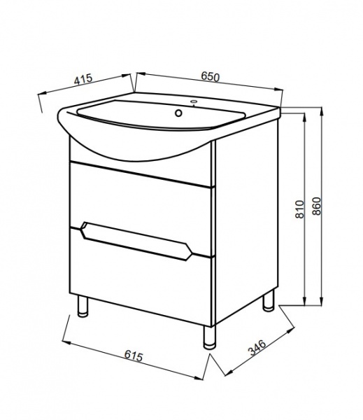 Тумба напольная Damixa с раковиной 65 см M43-FSX0651-WCC0652WG38 Palace Evo 2