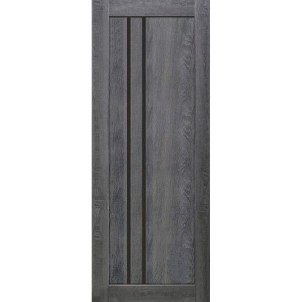 Дверное полотно ОМиС Lego 05 ПО черное стекло 700 мм дуб темный