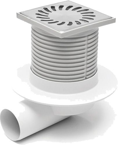 Душовий трап MCH з горизонтальним підключенням DN50, h 94-164 мм решітка з нержавіючої сталі