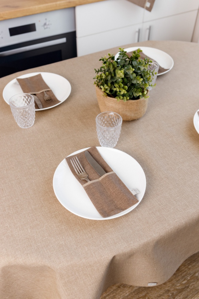 Скатерть овальная 133х240 Корица Мокко Прованс