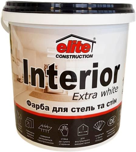Фарба водоемульсійна Elite Construction Інтер'єр мат біла 1л 
