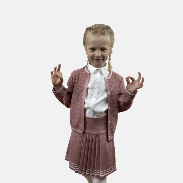 Кофта для дівчинки ART KNIT Герда попіл троянди р.140-146 темно-рожевий 