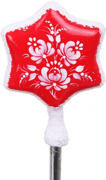 Верхівка скляна з блискітками Зірка еліт 20 см комбінована в асортименті 