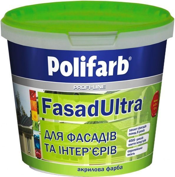 Краска акриловая Polifarb ФасадУльтра мат белый 20кг