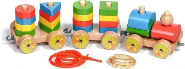 Потяг Іграшки з дерева з платформами маленький