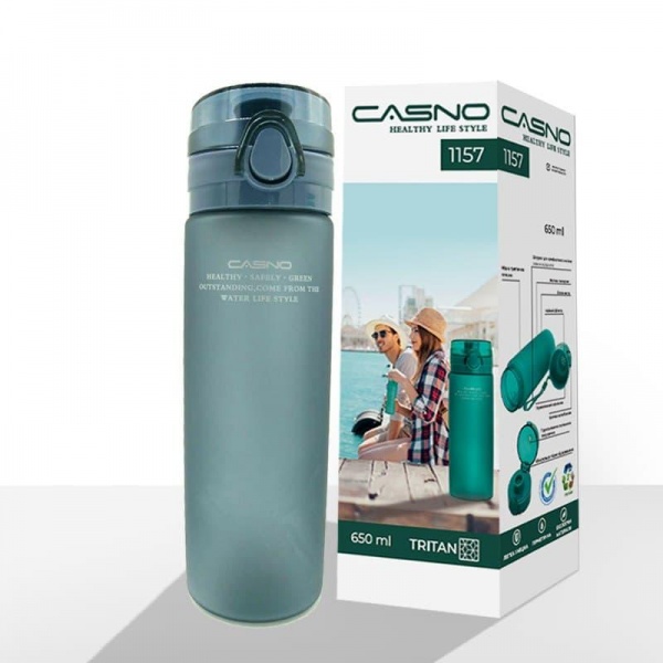 Пляшка спортивна 650 мл Casno сірий KXN-1157_Grey_Tritan