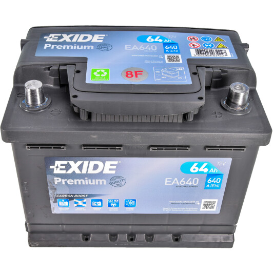 Аккумулятор автомобильный EXIDE Premium EA640 64Ah 640A 12V «+» справа (EA640)