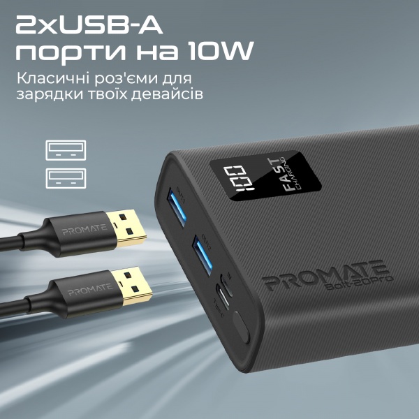 Универсальная мобильная батарея Promate 20000 mAh black (bolt-20pro.black) 