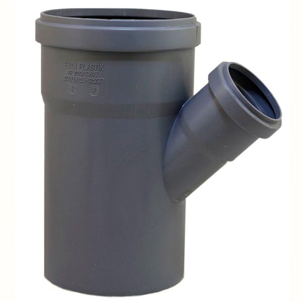 Трійник каналізаційний EVCI Plastik 110x50 мм 45°