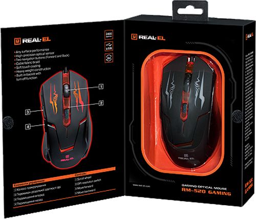 Мишка Real-el RM-520 Gaming black 